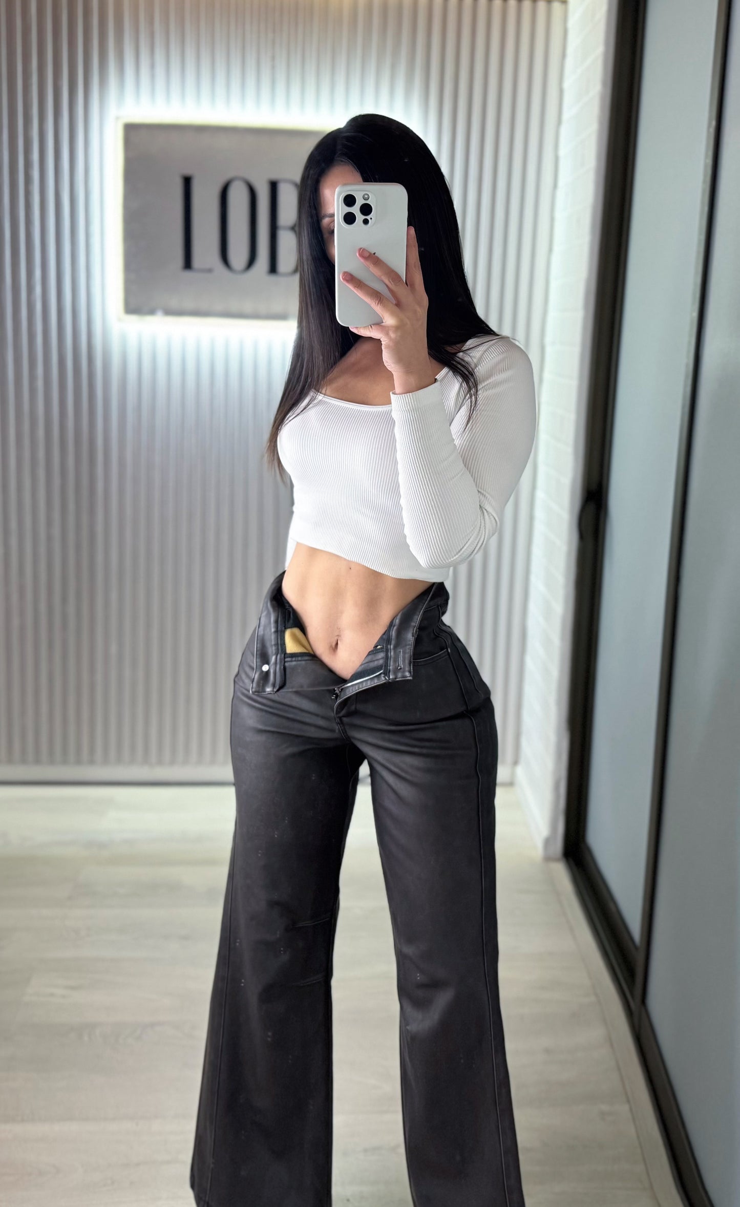 Wide leg eco cuero