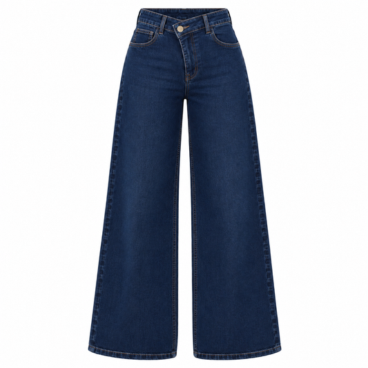 Wide leg  botón cruzado azul oscuro