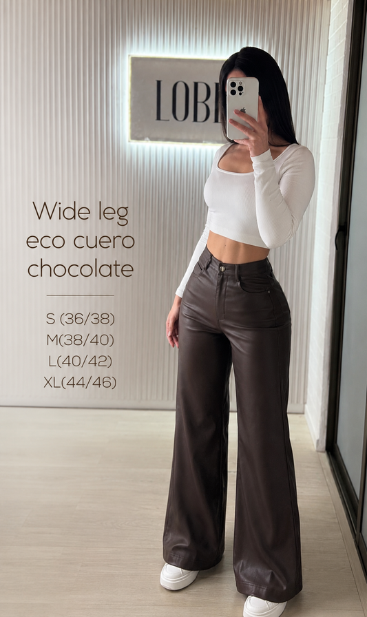 Wide leg eco cuero