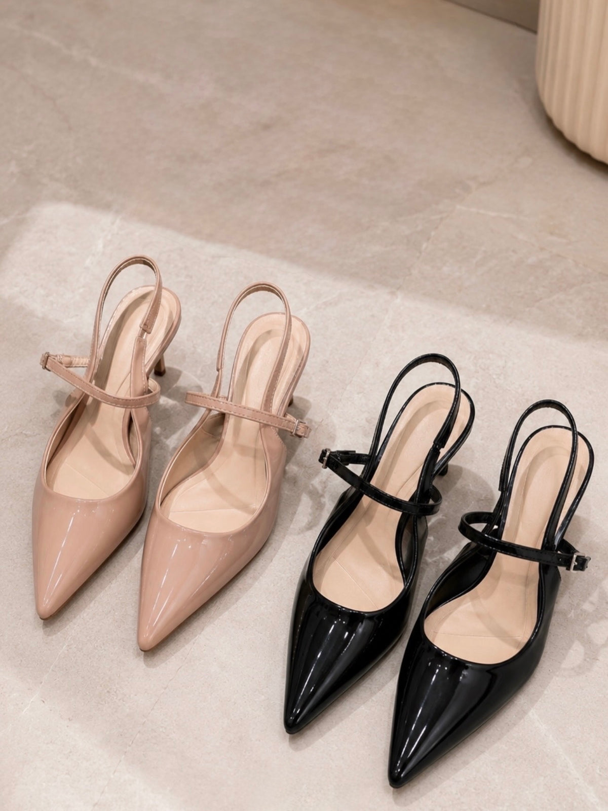 Stiletto beige negro burdeo