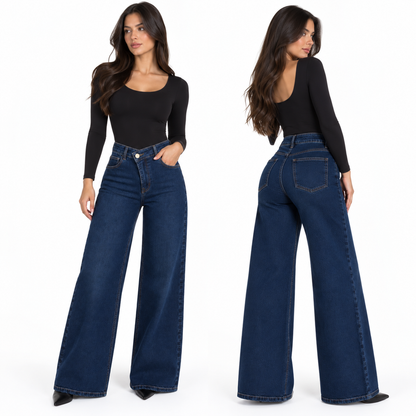 Wide leg  botón cruzado azul oscuro