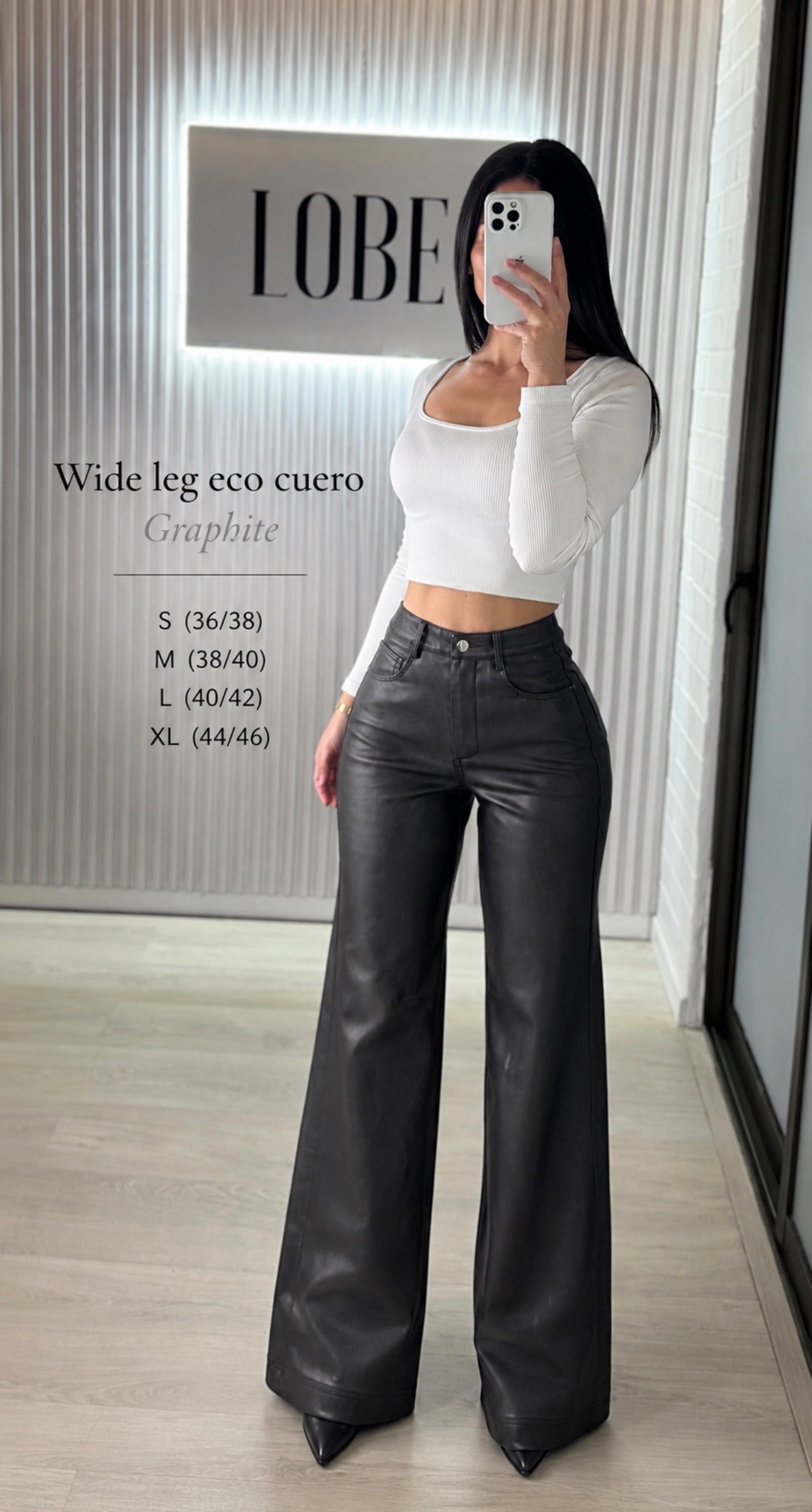 Wide leg eco cuero