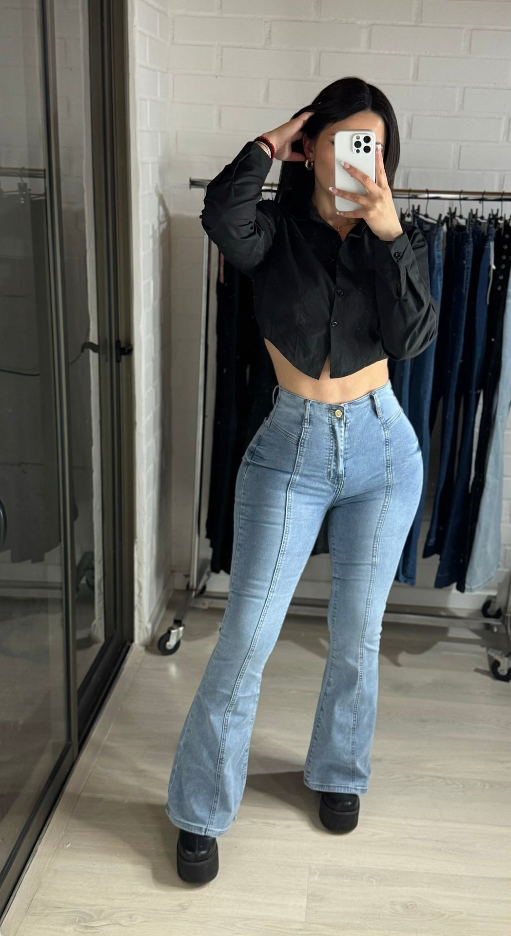 JEANS FLARE CURVY QUEEN BLUE