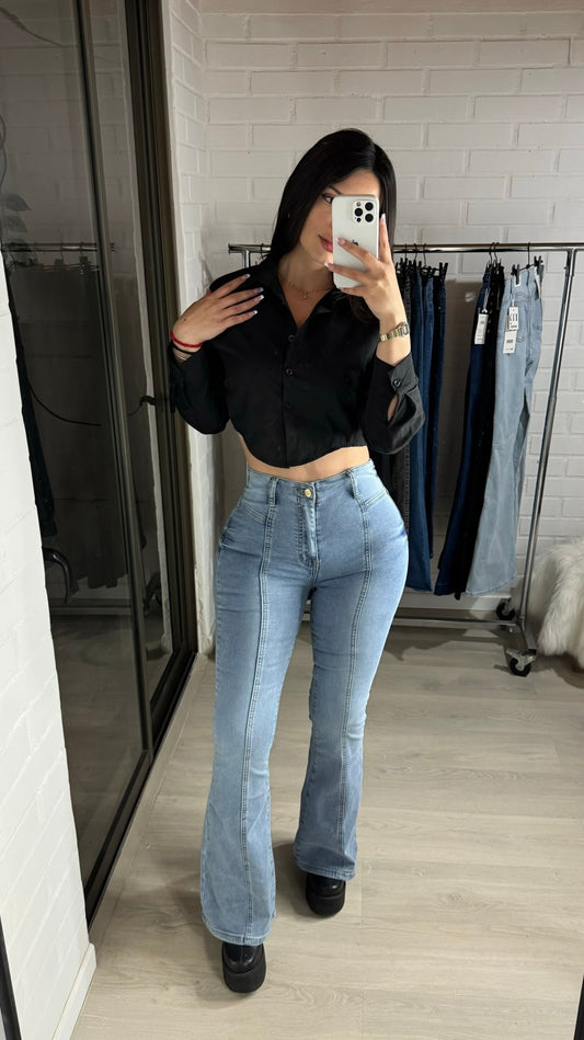 JEANS FLARE CURVY QUEEN BLUE